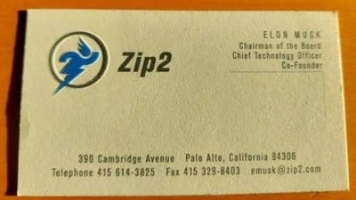 The image shows an old visiting card of Elon Musk that a Twitter user shared. (Twitter/@cb_doge) The image shows an old visiting card of Elon Musk that a Twitter user shared. (Twitter/@cb_doge)