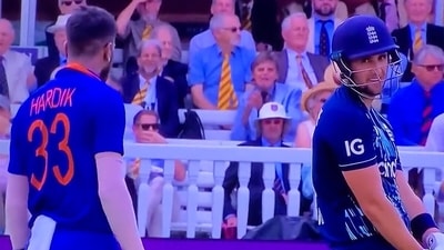 Hardik Pandya delivered a long and cold stare to Liam Livingstone after dismissing him. (Screengrab) Hardik Pandya delivered a long and cold stare to Liam Livingstone after dismissing him. (Screengrab)