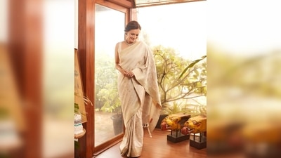 Dia Mirza's saree is from the clothing house of Shanti Banaras. She was styled by Theia Tekchandaney who is a costume designer and a stylist. (Instagram/@diamirzaofficial) Dia Mirza's saree is from the clothing house of Shanti Banaras. She was styled by Theia Tekchandaney who is a costume designer and a stylist. (Instagram/@diamirzaofficial)