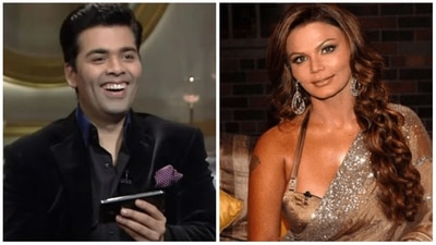 Karan Johar interviewed Rakhi Sawant in season 2 of Koffee With Karan. Karan Johar interviewed Rakhi Sawant in season 2 of Koffee With Karan. 