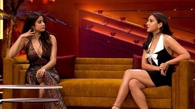 Janhvi Kapoor and Sara Ali Khan in the latest episode of Koffee With Karan. Janhvi Kapoor and Sara Ali Khan in the latest episode of Koffee With Karan.