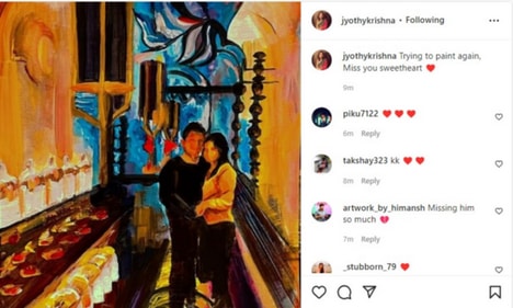 Jyothy Krishna painted a picture of her and late husband KK. Jyothy Krishna painted a picture of her and late husband KK.