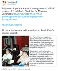 Aamir Khan holds special preview of Laal Singh Chaddha. Aamir Khan holds special preview of Laal Singh Chaddha.