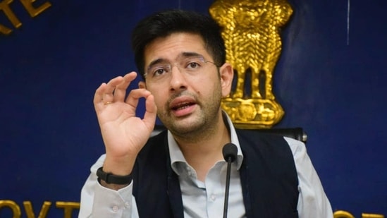 Aam Aadmi Party (AAP) Rajya Sabha MP Raghav Chadha criticises the gag order on use of certain words in Parliament.&nbsp;(ANI file photo)