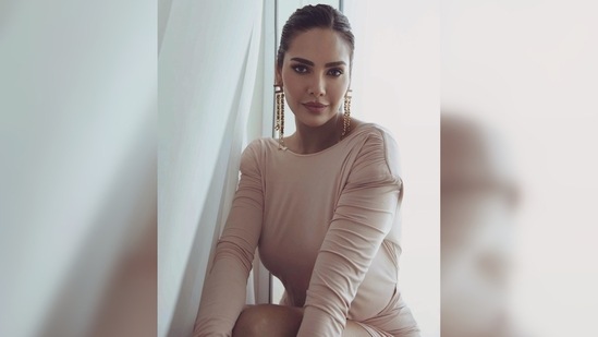 Esha Gupta opted for the clean red carpet look and went for the sleek neat bun with neutral makeup.(Instagram/@egupta)