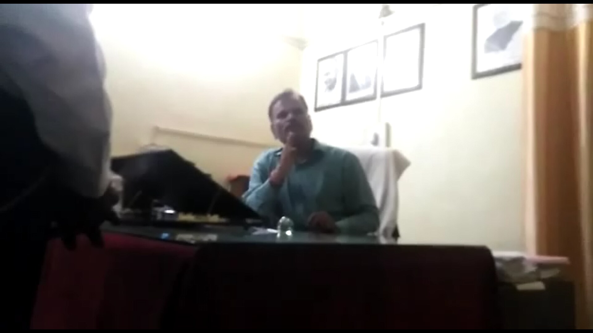 Umesh Shukla, ADM of Madhya Pradesh's Shivpuri district, seen in the video making the controversial statements on right to vote and democracy. (Sourced by HT)