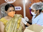 Patna, India - July 13, 2022: A health worker administers a dose of Covid-19 vaccine to a woman at Guru Nanak Bhawan in Patna, Bihar, India on Wednesday, Photo by Santosh Kumar/Hindustan Times)