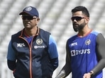 Rahul Dravid (L) with Virat Kohli