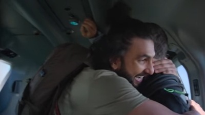 Ranveer Singh and Bear Grylls in Ranveer vs Wild with Bear Grylls. Ranveer Singh and Bear Grylls in Ranveer vs Wild with Bear Grylls.