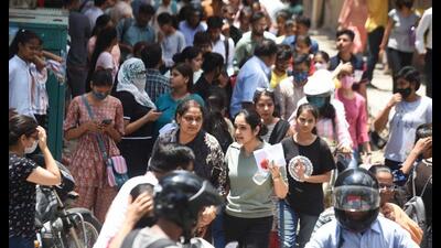 Candidates leave an exam centre in Lucknow after appearing for the Common University Entrance Test for undergraduate admissions, on Friday. Many candidates complained that they were allotted centres far off from their city. (Deepak Gupta/HT Photo) Candidates leave an exam centre in Lucknow after appearing for the Common University Entrance Test for undergraduate admissions, on Friday. Many candidates complained that they were allotted centres far off from their city. (Deepak Gupta/HT Photo)