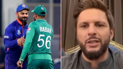 Babar Azam-Virat Kohli and Shahid Afridi (R) (AP | Twitter) Babar Azam-Virat Kohli and Shahid Afridi (R) (AP | Twitter)
