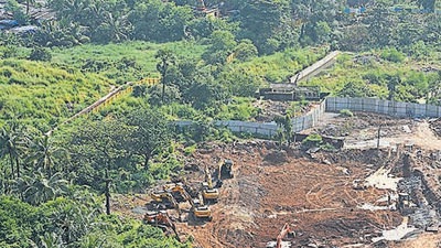 Metro 3 car shed at Aarey Colony in Mumbai (Satyabrata Tripathy/HT Photo)