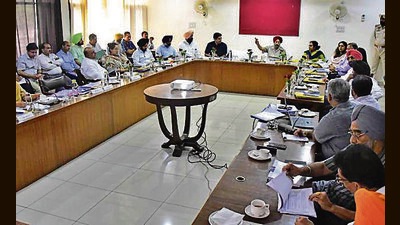 The panel also met with administrative officials, including deputy commissioner Surabhi Malik, commissioner of police Kaustubh Sharma, and municipal corporation (MC) commissioner Shena Aggarwal, at the Circuit House. (HT PHOTO) The panel also met with administrative officials, including deputy commissioner Surabhi Malik, commissioner of police Kaustubh Sharma, and municipal corporation (MC) commissioner Shena Aggarwal, at the Circuit House. (HT PHOTO)