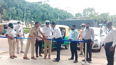 A new road that is fully made of plastic waste is inaugurated at Bellandur of Bengaluru (Twitter) A new road that is fully made of plastic waste is inaugurated at Bellandur of Bengaluru (Twitter)