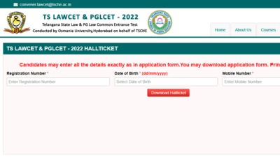 TS LAWCET hall tickets 2022: Hall tickets can be downloaded from the official website by entering the candidate's registration number, date of birth and mobile number. (lawcet.tsche.ac.in)