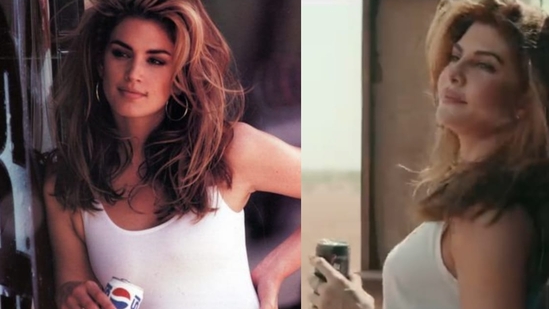 Jacqueline Fernandez recreated Cindy Crawford's look from a 1992 ad for Pepsi.