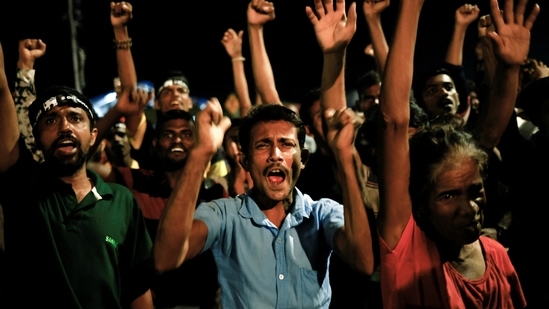 Music, dancing and joyous revelry broke out on the streets of Colombo after Gotabaya resigned(REUTERS)