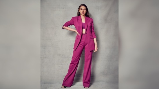 The stylist behind Aditi Rao Hydari's semi formal chic look is Ami Patel. Sharing the pictures, she wrote in French, "Vive l'amitié Franco-Indienne. Fête nationale française."(Instagram/@aditiraohydari)