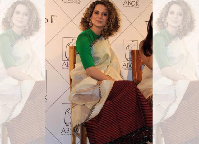 Kangana Ranaut’s chic look in a phanek and enaphi at a book launch in Mumbai Kangana Ranaut’s chic look in a phanek and enaphi at a book launch in Mumbai