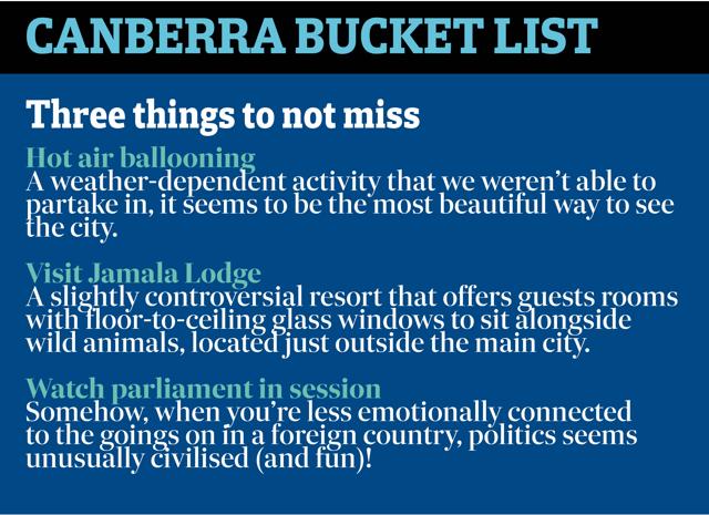 Must-dos while at Canberra Must-dos while at Canberra