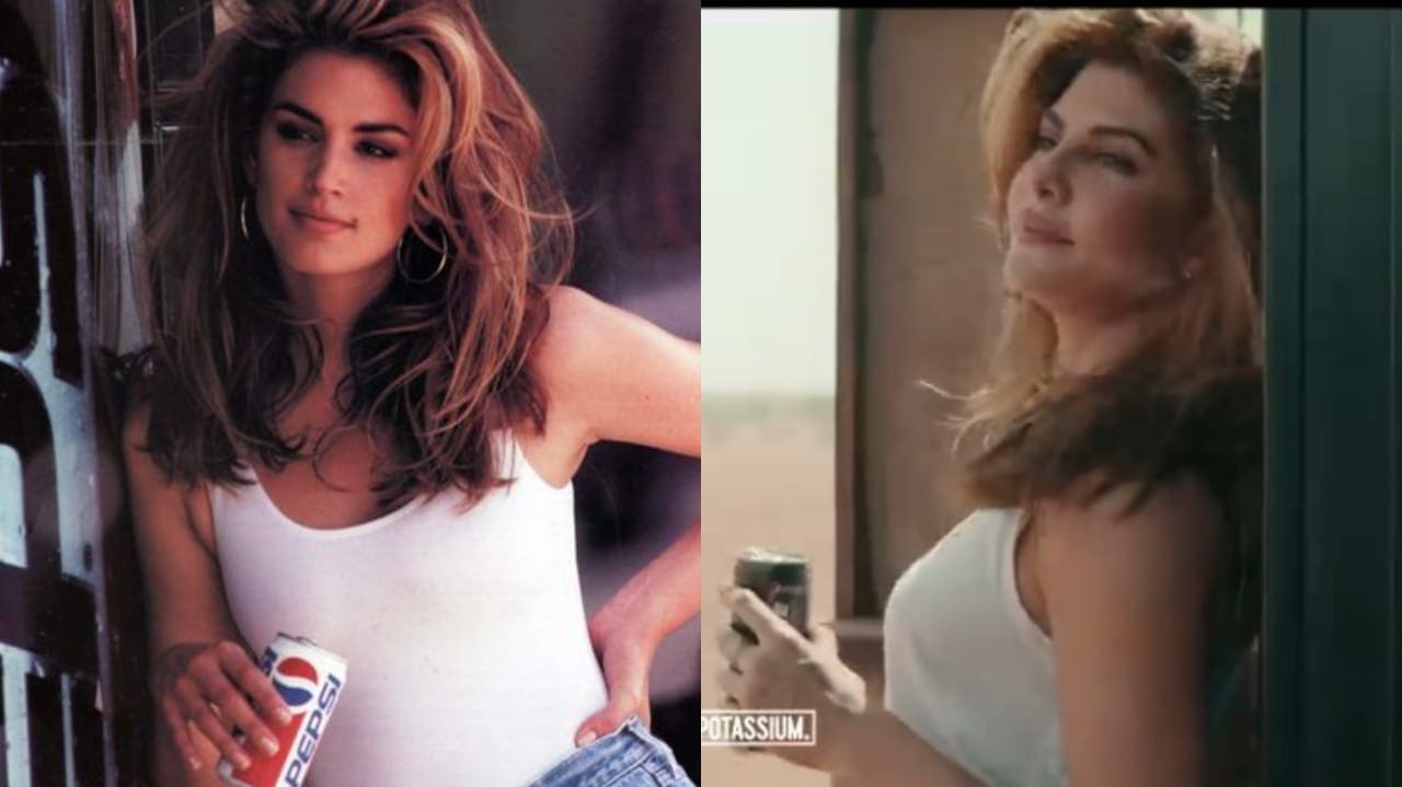 Jacqueline Fernandez recreated Cindy Crawford's look from a 1992 ad for Pepsi.
