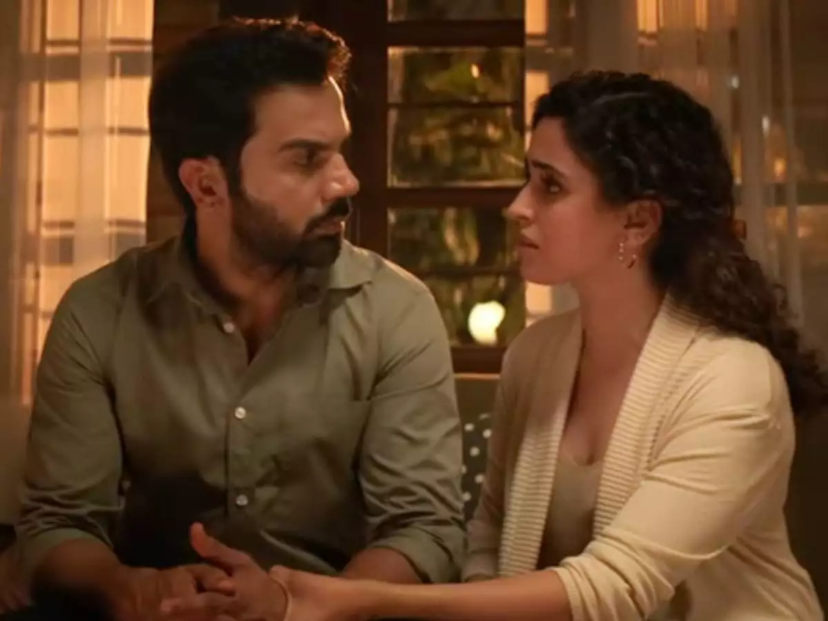 Sanya Malhotra and Rajkummar Rao in HIT The First Case.