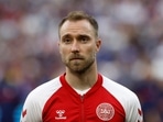 Denmark's Christian Eriksen lines up before the match
