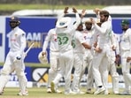 SL vs PAK: Pakistan's Shaheen Shah Afridi celebrates a wicket against Sri Lanka. SL vs PAK: Pakistan's Shaheen Shah Afridi celebrates a wicket against Sri Lanka.