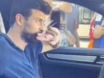 Gerard Pique was filmed listening to ex-partner Shakira in his car after a training session.