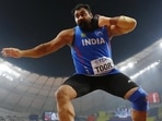 India's Tajinderpal Singh Toor in action. India's Tajinderpal Singh Toor in action.