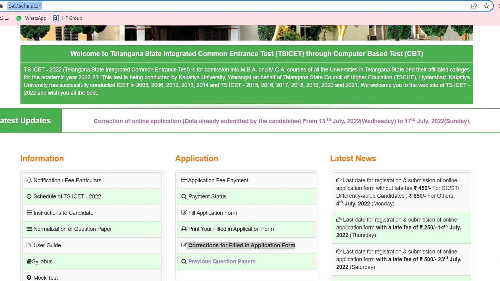 TS ICET 2022 application correction window closes tomorrow at icet.tsche.ac.in