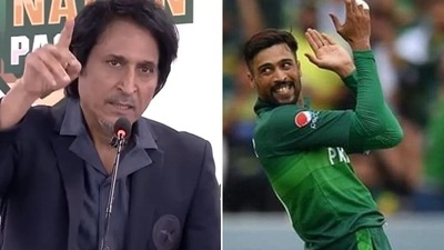 PCB chairman Ramiz Raja and Mohammad Amir (R) PCB chairman Ramiz Raja and Mohammad Amir (R)