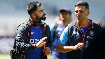 India's Virat Kohli and coach Rahul Dravid during practice&nbsp; (Reuters)
