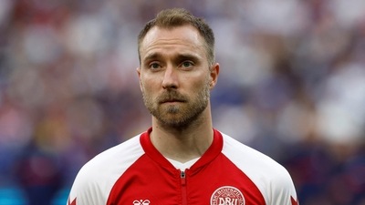 Denmark's Christian Eriksen lines up before the match (REUTERS)