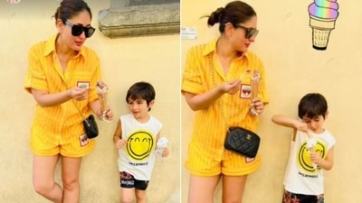 Kareena Kapoor and Taimur Ali Khan enjoyed ice cream.