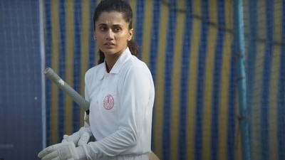 Taapsee Pannu in a still from Shabaash Mithu. Taapsee Pannu in a still from Shabaash Mithu. 