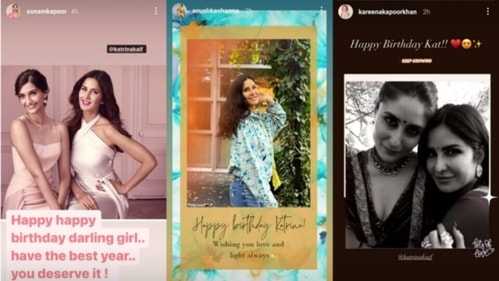 Sonam Kapoor, Anushka Sharma and Kareena Kapoor took to Instagram to wish Katrina Kaif. Sonam Kapoor, Anushka Sharma and Kareena Kapoor took to Instagram to wish Katrina Kaif.