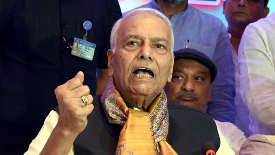 Opposition presidential candidate Yashwant Sinha in Patna. (ANI Photo)