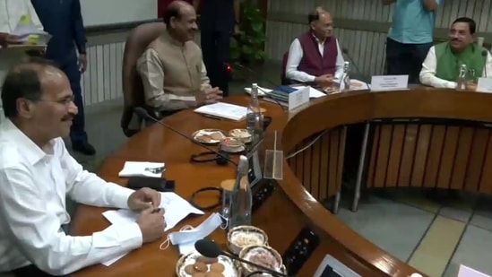 Lok Sabha Speaker Om Birla chairs all-party meeting on Saturday. (ANI Twitter)