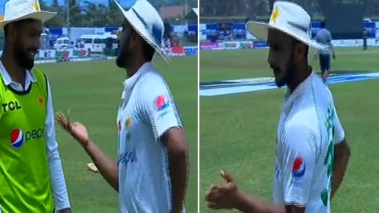 Hasan Ali during the ongoing Galle Test(Twitter)