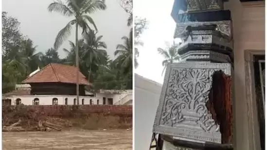 A Hindu temple-like architectural design was discovered underneath an old mosque near Mangaluru. (ANI image)