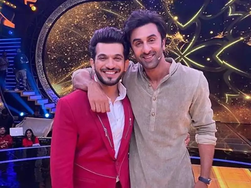 Ranbir Kapoor with his childhood friend Arjun Bijlani on the set of Ravivaar With Star Parivaar. Ranbir Kapoor with his childhood friend Arjun Bijlani on the set of Ravivaar With Star Parivaar.