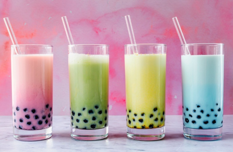 Bubble tea is available in different fruit flavours Bubble tea is available in different fruit flavours