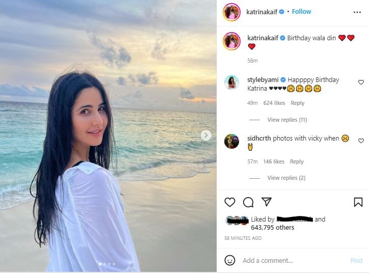 Katrina posted the photos as they spent their time on the beach.