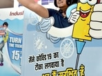 India Covid-19 vaccination drive: A beneficiary shows a victory sign while posing for a picture at a selfie point after receiving a precautionary dose of the COVID-19 vaccine in Bikaner on Saturday. (ANI Photo) India Covid-19 vaccination drive: A beneficiary shows a victory sign while posing for a picture at a selfie point after receiving a precautionary dose of the COVID-19 vaccine in Bikaner on Saturday. (ANI Photo)