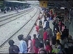Man save from getting run over by an oncoming train at a Bengaluru railway station.