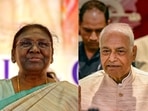 Presidential candidates Droupadi Murmu and Yashwant Sinha in file pic.