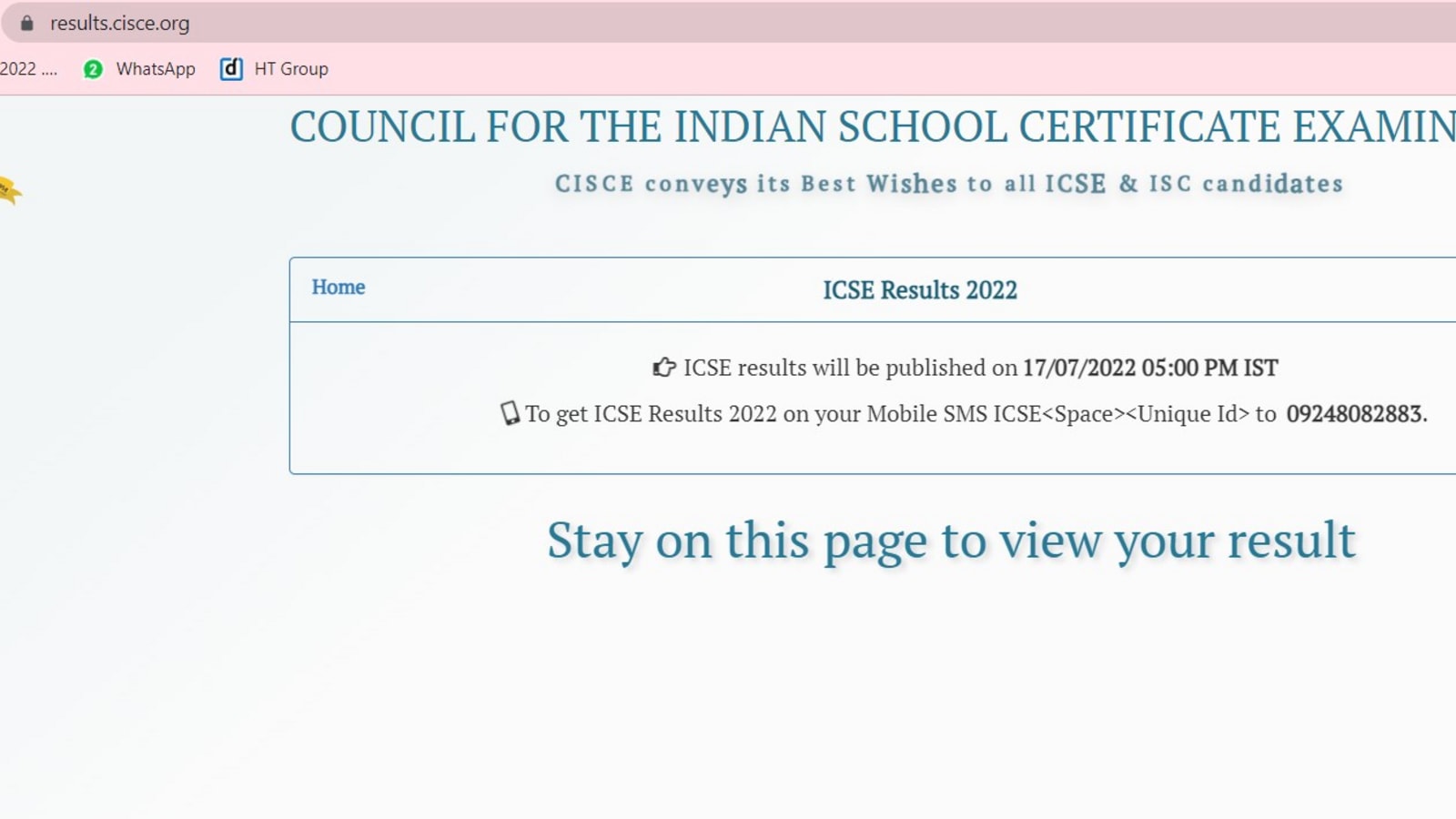 Cbse Icse Results Live Cisce Icse Th Result At Cisce Org Pass Hindustan Times