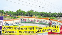 The Pragati Maidan tunnel was shut on Sunday.(PTI)