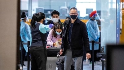 Passengers wait to be tested after they arrive at Toronto’s Pearson airport after Covid-19 testing took effect for international arrivals in Mississauga, Ontario, Canada on February 15, 2021. (REUTERS) Passengers wait to be tested after they arrive at Toronto’s Pearson airport after Covid-19 testing took effect for international arrivals in Mississauga, Ontario, Canada on February 15, 2021. (REUTERS)